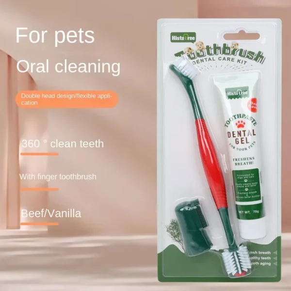 Dog Toothpaste and Silicone Finger Cots for Pet Teeth Hygiene