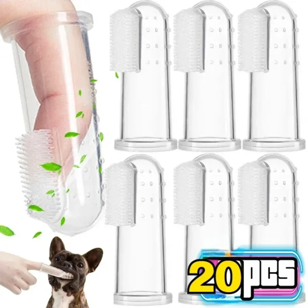 Dog Toothpaste and Soft Silicone Finger Cuff for Bad Breath and Teeth Care