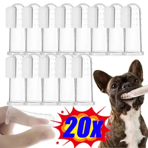 Dog Toothpaste and Double Finger Toothbrush for Teeth Cleaning and Fresh Breath