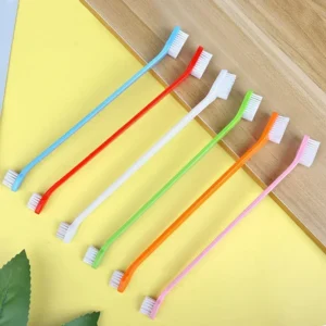 Double-Headed Dog Toothbrush for Oral Cleaning with Dog Toothpaste