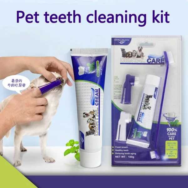 Dog Toothpaste and Toothbrush Set for Pet Teeth Cleaning - Image 2